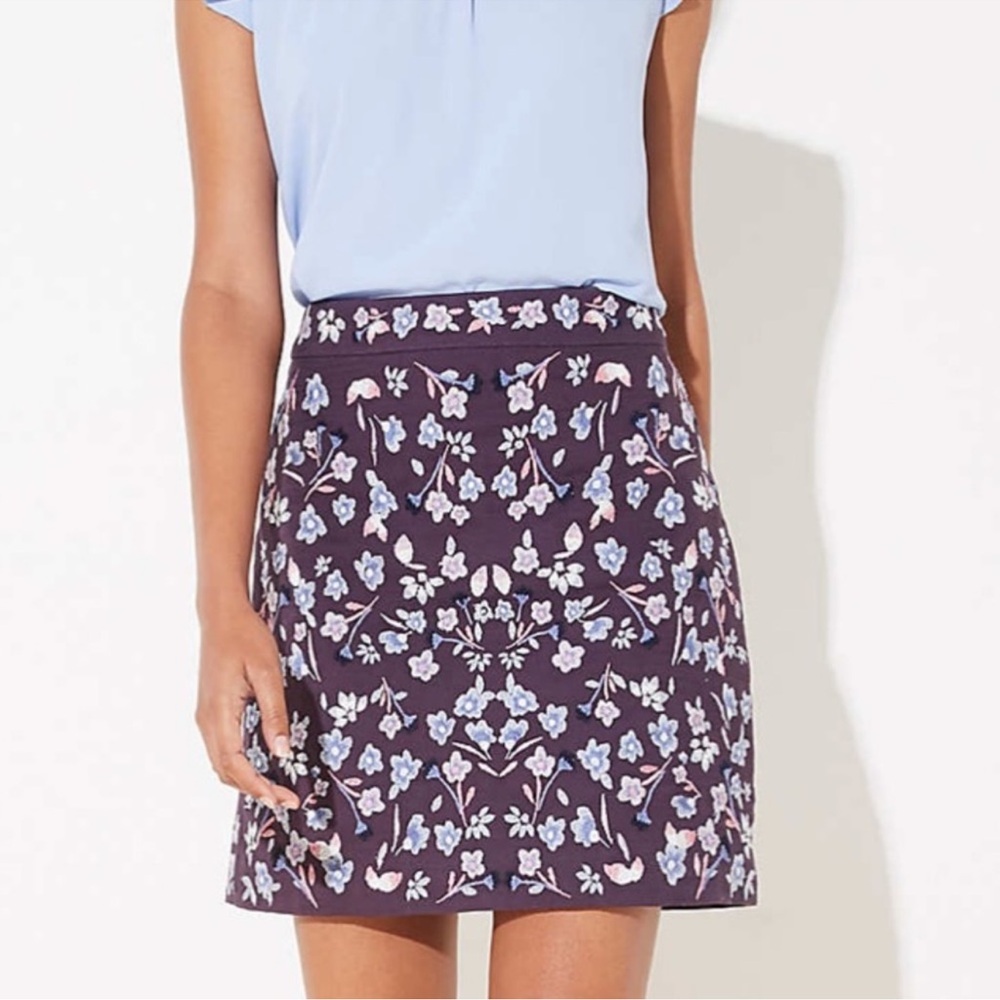 NWT LOFT Floral Embroidery Shift Mini Skirt